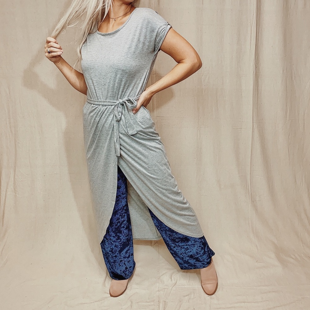 Grey Knit Midi Dress